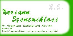 mariann szentmiklosi business card