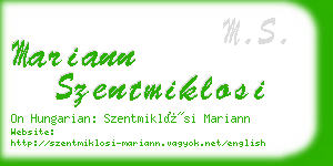 mariann szentmiklosi business card